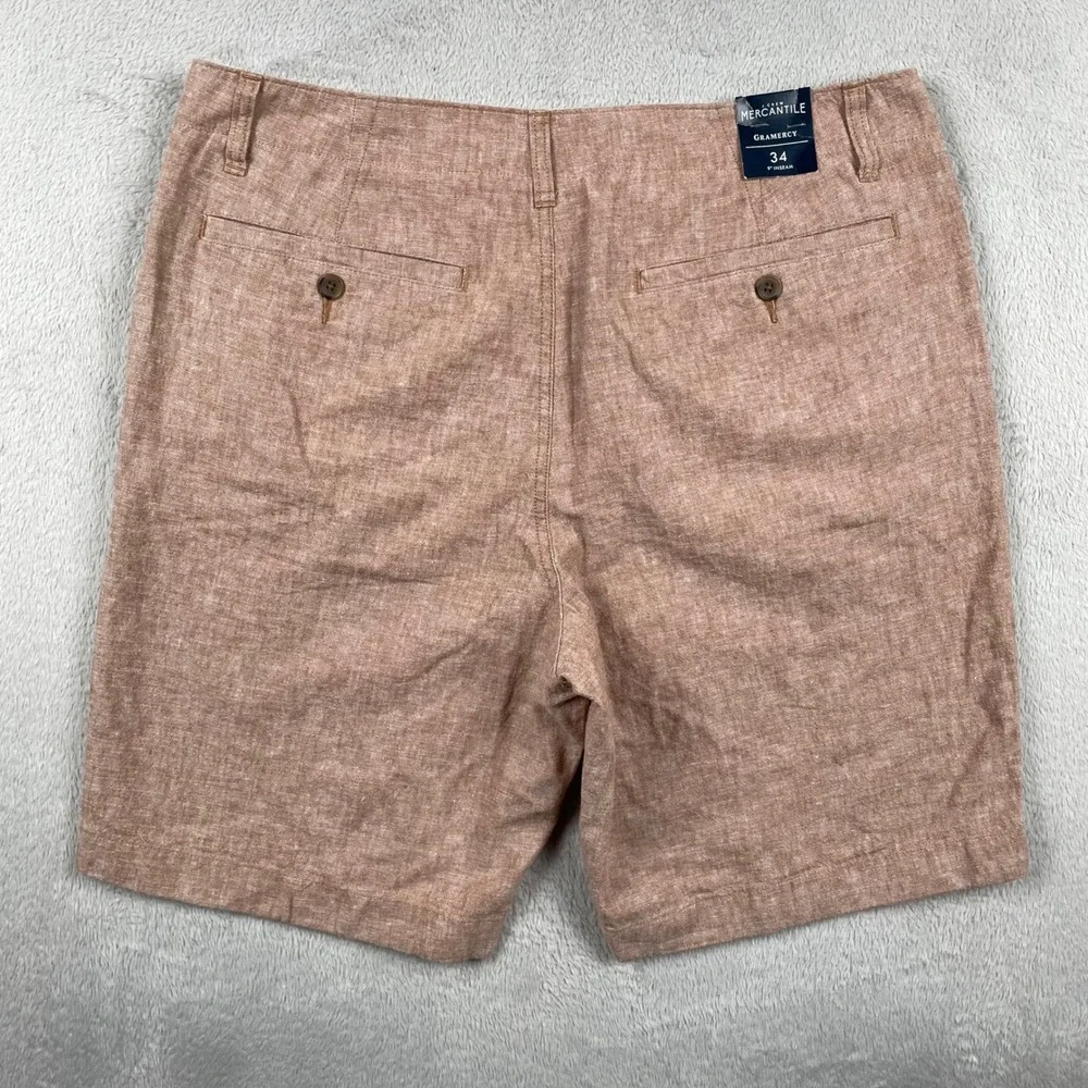 New J Crew Gramercy Shorts Mens 34 Beige Linen Blend Chino Casual 9
